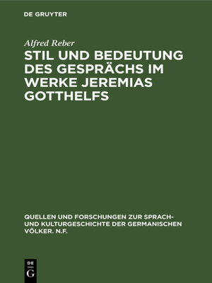 cover image of Stil und Bedeutung des Gesprächs im Werke Jeremias Gotthelfs